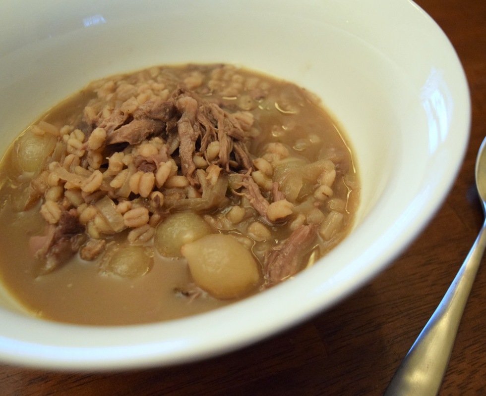The Rumbly Tumbly Bourbon Barley Onion Beef Soup